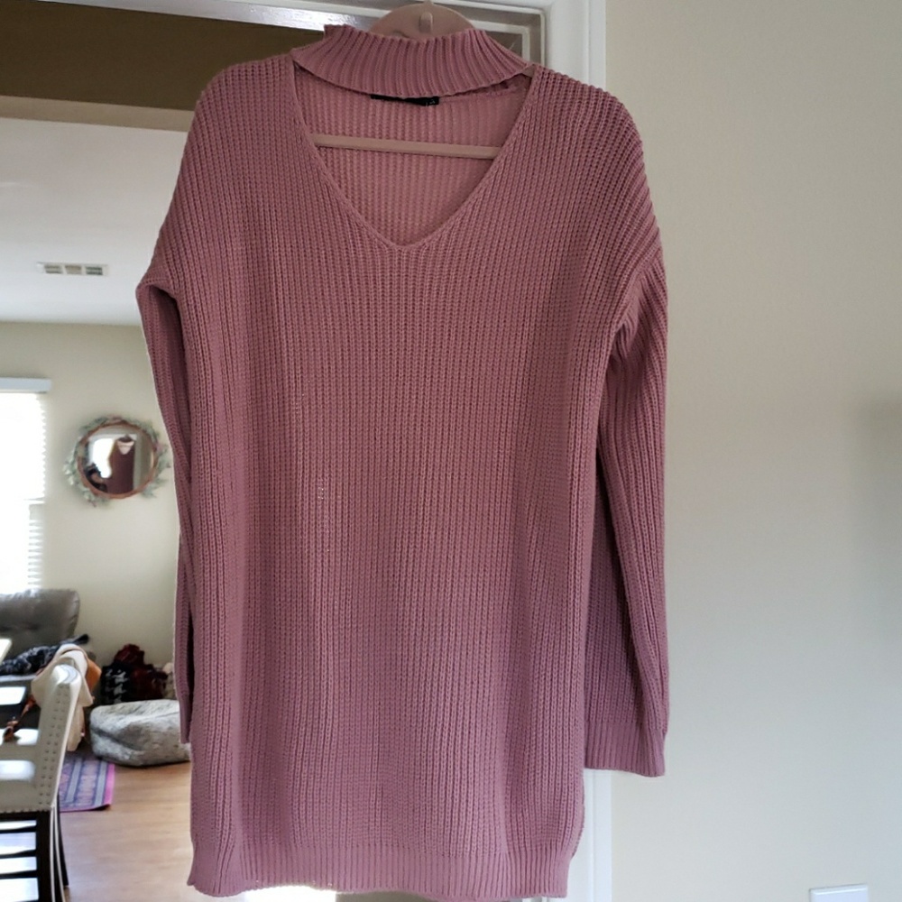 Missguided Choker Sweater Dress Pink Size S/M 💖